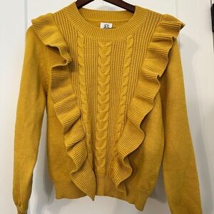 NWT DRA Mustard Ruffled Sweater